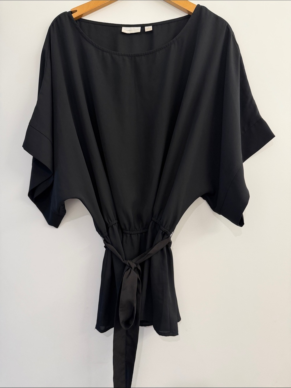 New York & Company Women’s Black Tie-Waist Blouse
